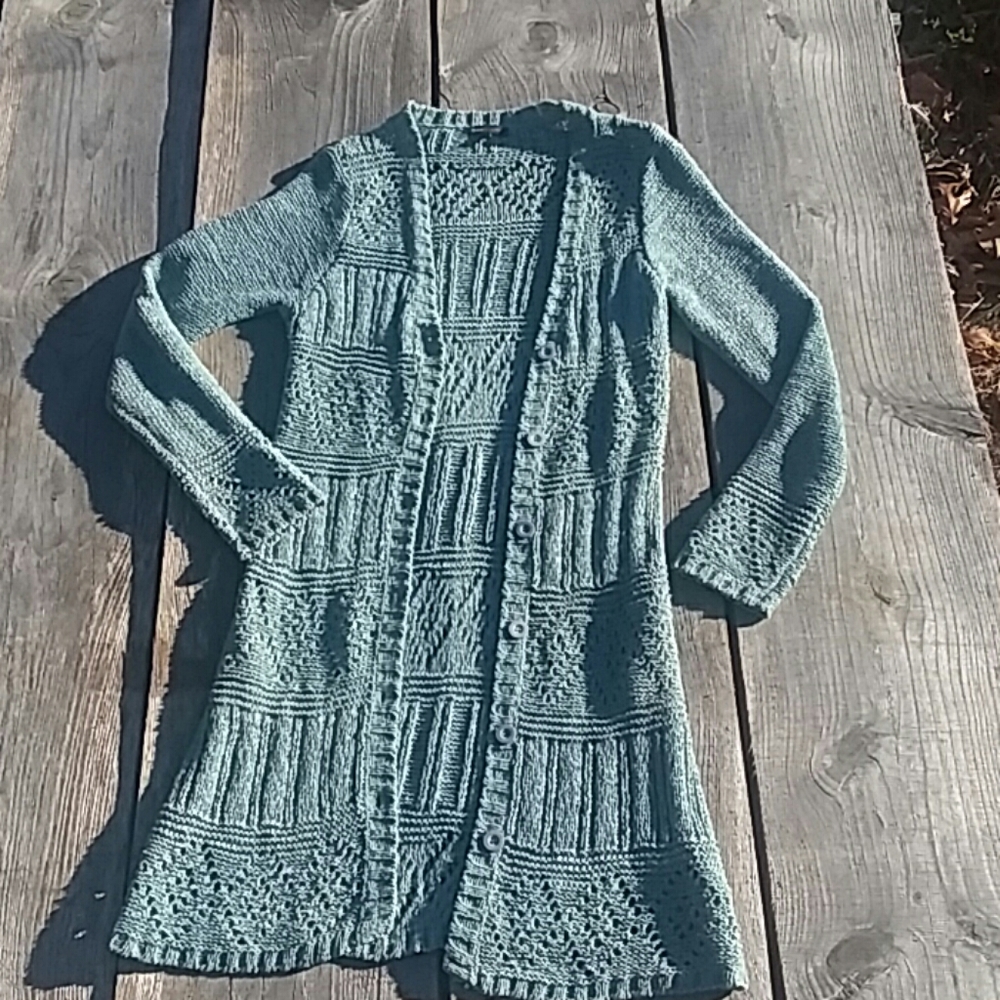 BCBG MAXAZRIA Knit Crochet Duster Cardigan Medium